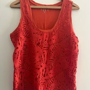 LOFT Orange Sleeveless Cut Out Tank Top